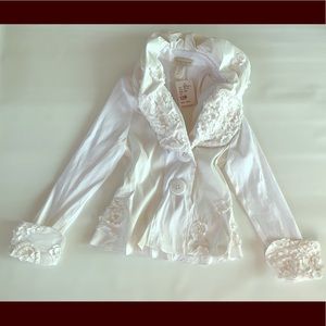 Song & Sung Flower White Blazer Ivory Small NWT